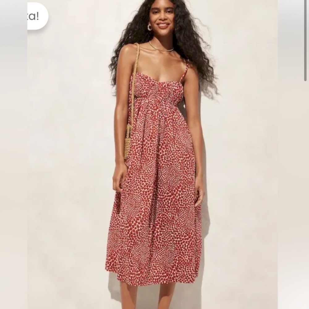 J. Crew Empire-waist midi dress in strawberry swirl print Large NWT
